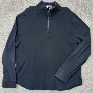 Robert Graham Pullover Mens XL Tom James Quarter Zip Black Cotton EUC
